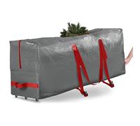 Zober Christmas Tree Storage Bag - 9 Ft Rolling Box - Plastic, Durable Handles & Wheels - Large, Gray