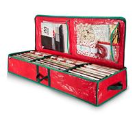 Zober Christmas Wrapping Paper Storage Bag with Interior Pockets - Fits 18-24 Rolls - Gift Wrap Organiser for Decorations Bows, Tags & Ribbons - Durable Tear Proof Storage Box