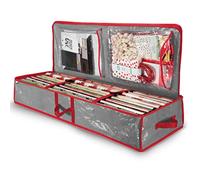 Zober Christmas Wrapping Paper Storage Bag with Interior Pockets - Fits 18-24 Rolls - Gift Wrap Organiser for Christmas Decorations Bows, Tags & Ribbons - Durable Tear Proof Wrapping Paper Storage Box