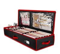 ZOBER Premium Christmas Wrapping Paper Storage Bag - Fits 24 Rolls, 600D Tear-Proof Xmas Gift Wrap Organiser - Utility Style, Black, Collapsible, 5 Year Warranty
