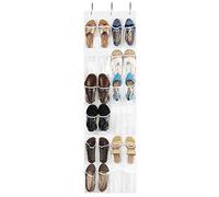 ZOBER Premium Over The Door Shoe Storage Organiser - 24 Pocket Space Saving Hanging Shoe Storage with Metal Hooks, Lightweight Back Door Shoe Rack - Great Storage Solutions for Wardrobe & Pantry