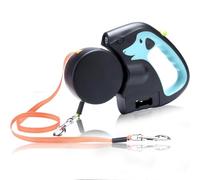 ZOBMIO Double Lock Flexi Lead, 3 Metres, Flexi Dog Lead, Suitable for Large Dogs with a Weight of up to 30 kg, Extendable Dog Lead with Green Reflective Ring