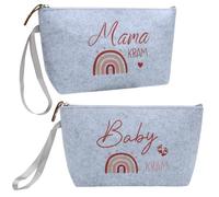 ZOBMIO Fleece Cosmetic Bag with Zipper - Pregnant Gift for Mom, Pregnant Gift, Pregnant Gift, Baby Girl Gift, Baby Baptism Gift Rainbow Pattern