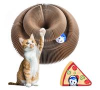 ZOBMIO Magic Organ Cat Scratching Board, Cat Toy, Extra Thick Cardboard + Smooth Edges, Flowing Cuts, Interactive with Bell Ball, Recyclable Cardboard, High Quality for Indoor Use