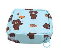 ZOBRO Sanitary Napkin Storage Bag Cartoon Heart/Ice Cream Sanitary Napkin Pads Storage Pouch Mini Portable Makeup Pouch Cotton Cloth Zipper Sanitary Napkin Bag,Blue Bear
