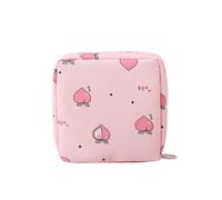 ZOBRO Sanitary Napkin Storage Bag Cartoon Heart/Ice Cream Sanitary Napkin Pads Storage Pouch Mini Portable Makeup Pouch Cotton Cloth Zipper Sanitary Napkin Bag,Pink