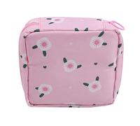 ZOBRO Sanitary Napkin Storage Bag Cartoon Heart/Ice Cream Sanitary Napkin Pads Storage Pouch Mini Portable Makeup Pouch Cotton Cloth Zipper Sanitary Napkin Bag,Pink Flower