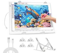 Zocelight A3 Light Pad for Diamond Painting Kit,4800Lux Super Bright 5mm Ultra Thin Diamond Art Light Board with Stand and Clip,3 Levels Dimming Light Box for Drawing,Sketching,Animation(White)