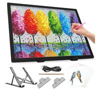 Zocelight A3 Rechargeable Light Box with Stand/Clips,led Light pad with 3000mAh Battery,3 Colors dimmable and 6 Level dimming Light Table for Diamond Painting,Drawing,Sketching,Tattoo,Vinyl Weeding