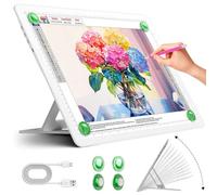 Zocelight Rechargeable A3 Light Board with Built-in Stand,Super Bright Magnetic Light Box for Tracing,Wireless Light Pad for Diamond Painting,Side Buttons,LED Light Table for Drawing,Sketching(White)