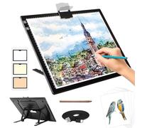 Zocelight Rechargeable A3 Light Pad for Diamond Painting,Tracing Light Box with Stand and clip,3 Colors Stepless Dimmable and 6 Levels of Brightness light board for Artists,Drawing,Sketching,Animation