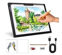 Zocelight Rechargeable A4 Light Box,led Light pad with Built-in Stand & Clip,6 Levels of Brightness Light Box for tracing,Diamond Painting.Light Table for Artists,Drawing,Sketching,Animation,X-ray