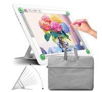 Zocelight Rechargeable A4 Light Pad with Built-in Stand & Bag,Super Bright Magnetic Light Box for Tracing,Wireless Diamond Art Light Board with Side Buttons, Light Table for Drawing,Sketching(White)