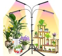 ZOCIKO Grow Lights for Indoor Plants, 160 LEDs Full Spectrum Growing Lamp with Adjustable Tripod Floor Stand, 4 Heads Plant Growing Light Fixtures, Auto On/Off Timer, 3 Lighting Mode, 10 Dimming Level