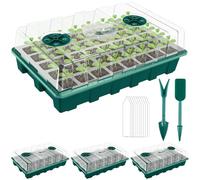 zociko Seed Trays 3 Pack, 120 Cells Propagators Trays, Reusable Seedling Starter Growing Kits for Greenhouse & Gardens, Plant Germination, Adjustable Humidity, High Lids, Thicken, Reusable, Green, XL