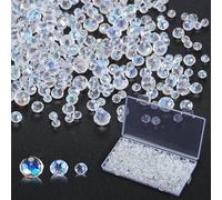 Zocipro 1000Pcs Crystal Glass Rondelle Beads Kit, 4/6/8mm Faceted, Transparent