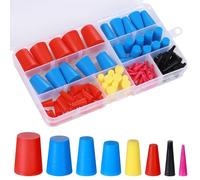 Zocipro 110Pcs Silicone Rubber Tapered Plug Assortment Kit, 8 Size 1/16" to 5/8" Rubber Bungs for Holes Plugs, Spraying, Coating, Painting, Anodizing, Media Blasting Supplies