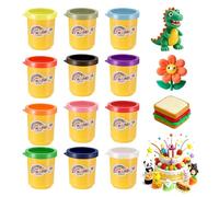 Zocipro 12 Tins Modelling Clay Kit - 12 Bright Colours, Non-Toxic Playdough Tubs Set for Kids, Creative Modelling Dough for Boys and Girls, Soft & Reusable Plasticine, 50g/Tins