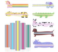 Zocipro 12Pcs Dyslexia Overlays Ruler, 7 Animal Reading Aid with 5 Highlight Strips, Reading Tracking Rulers for Children, Learning Aids, Dyslexia, ADHD, Irlens Syndrome