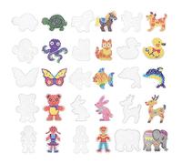 Zocipro 15Pcs Fuse Beads Boards, 5mm Clear Animal Shape Bead Pegboards, Plastic Bead Boards with 15 Pattern Template Paper Cards Ironing Bead Pin Plates for Kids Adults DIY Handcraft, White
