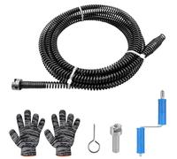 Zocipro 18Ft Drain Unblocker Snake & Auger Tool - Hand Cranked Drain Cleaner for Kitchen, Bathroom & Toilet Blockages | 5.5m Flexible Spring with Drill Adapter & Protective Gloves Included