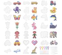 Zocipro 20-Piece Fuse Bead Boards Kit - Clear Animal Shape Pegboards with Tools, Pattern Template Paper Cards, Ironing Bead Pin Plates for Kids DIY Handcraft