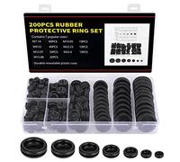 Zocipro 200Pcs Rubber Grommet Kit, 7 Sizes Rubber Hole Plugs Electrical Wire Gaskets Assortment, Rubber Grommets for Protecting Wires, Plugs, Cables Holes