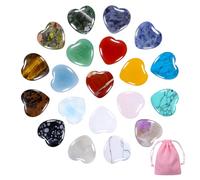 Zocipro 20Pcs Healing Crystals Heart Stones, Natural Love Heart Chakra Crystals Gifts, Polished Pocket Crystals and Gemstones for Stress Relief, Reiki Chakra Healing, Meditation, Balancing Yoga