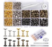 Zocipro 240Pcs Leather Rivets Kit, 3 Sizes Metal Double Cap Tubular Rivets with 3 Fixing Tool Kit, Leather Rivets for DIY, Leather, Craft, Fabric, Clothes, Shoes, Jackets (4 Colors)