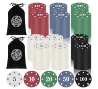 Zocipro 240Pcs Poker Chips Set - Plastic Tokens with Denominations, Learning Math Counting Chips for Children, Party Supplies for Game Night