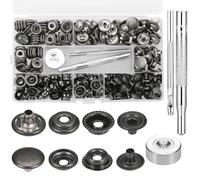 Zocipro 280Pcs Snap Fastener Kit, 15mm Leather Snaps Button with 3 Setting Tools, Stainless Steel Press Stud Snap Fasteners for Sewing, Clothes, Jackets, Leather, Jeans, DIY Craft, Bags (Black)