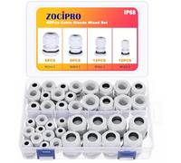 Zocipro 40Pcs Cable Glands Mixed Set, Waterproof Stuffing Glands M12 M16 M20 M25, IP68 Cable Gland with Locknut and Washer, Plastic Nylon Cable Conduit Connectors for Garden Outdoor