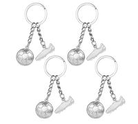 Zocipro 4Pcs Football Soccer Boot Ball Metal Keyring, Football Keyring Key Fob Novelty Football Keychain Sports Fan Key Chains for Boys Men Women Bag Key Gifts