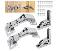 Zocipro 4Pcs Kitchen Cupboard Hinges, 90/170 Degree Soft Close Folding Shelf Hinge with 24 Screws, Hydraulic Mute Cupboard Door Hinges for Cabinet, Table, Wardrobe Doors