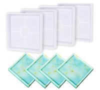 Zocipro 4Pcs Resin Coaster Moulds Silicone, Square Shape Cup Mat Making Mould, Coaster Silicone Moulds for Epoxy Resin, DIY Art Craft, Cup Holder, Handmade, Home Decoration