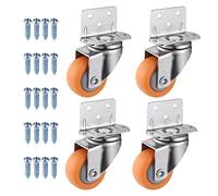 Zocipro 4Pcs Swivel Castor Wheels 37mm with Screws, Wear-resistant L-mounting Plate Caster Wheels, 360 Degree Rotating Castors for Furniture(Orange)