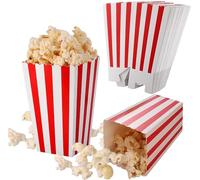 Zocipro 50Pcs Popcorn Boxes, Striped Paper Popcorn Favor Boxes Candy Containers, Retro Popcorn Bags for Party, Birthday, Movie Night, Sleepover Party Treats 3.67x6.1 inches