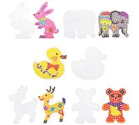 Zocipro 5Pcs 10mm Fuse Beads Pegboards Clear Animal Shape Plastic Pegboards Craft Tray with 5 Colorful Cards for Kids Adults Craft Beads