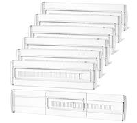 Zocipro 6Pcs Clear Draw Dividers, Adjustable Drawer Organiser Divider, 3.2" High Extendable from 11.22"-19.88", Plastic Drawers Separators for Kitchen Bedroom Office Desk Dresser Cosmetic