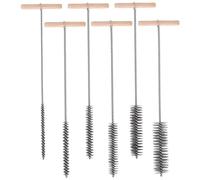 Zocipro 6Pcs Pipe Cleaner Brush Set - T-Shaped Cleaning Brushes with Wooden Handle - 8/12/16/20/25/30mm Stainless Steel Hole Brushes for Cleaning Hammer Drills & Power Tools