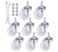 Zocipro 8Pcs Swivel Castor Wheels with Nuts and a Spanner, PU Rubber Heavy Duty Caster Wheels for DIY, Trolley Furniture Trolley Wheels with Double Ball Bearings Swivel Head (Height 50mm/1.5inch)