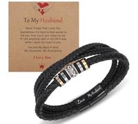 Zocipro Gift To My Husband Mens Bracelets, Mens Multi-Layer Leather Bracelet with Stainless Steel Magnetic Clasp, Handmade Braided Leather Bracelet Birthday Gift For Men