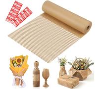 Zocipro Honeycomb Packing Paper Roll, 30cm x 30M Wrapping for Packing, Paper Bubble Wrap for Shipping, Moving, Breakables and Gift, With 12 Fragile Sticker Labels