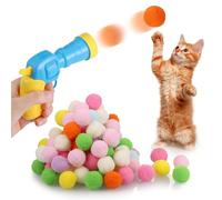 Zocipro Interactive Cat Toys - Plush Ball Shooting Gun with 100pcs Soft Pom Pom Balls for Cat Exercise and Training
