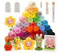 Zocipro Needle Felting Wool Kit for Beginners - 36 Colours, 108g Merino Needle Felting Wool Set for Wet & Dry Felting, Natural Wool Roving for Crafts & Knitting Projects