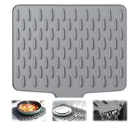 Zocipro Silicone Draining Mat, Silicone Dish Drying Mat Non-Slip Sink Drainer Mat, Folding Heat Resistant Worktop Saver Protector for Kitchen Counter, Sink, Table, Refrigerator (15.7x12.6”, Grey)