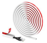 Zocipro Trunking for Electric Cables 14x10mm, Mini Semi-circular Side Opening Trunking 2M, Self Adhesive Tape Cable Duct to Hide 1 Wire, Flexible Cord Cover for Wires on Wall Floor (White)