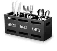 Zocipro Wooden Cutlery Holder - 3 Compartment Kitchen Utensil Organiser, Large Capacity Storage Caddy for Forks, Spoons & Cutlery - Multipurpose Flatware Holder for Kitchen, Dining Table or BBQ