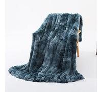 ZOCIS Faux Fur Throw Blanket Sofa Bed Couch Decorative Tie Dye Fleece Blanket Double Sided Bed Long Plush Shaggy Throw for Room Home Office Bedding (80x120cm,Blue)