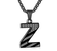 Zocomi American Flag Initial Pendant Necklace for Men Boys, 316L Stainless Steel A-Z Letter Box Chain 20+2 Inches Jewelry Gifts, Stainless Steel, No Gemstone